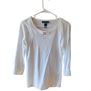 Karem scott new extra small white gold chain detail half sleeve work top